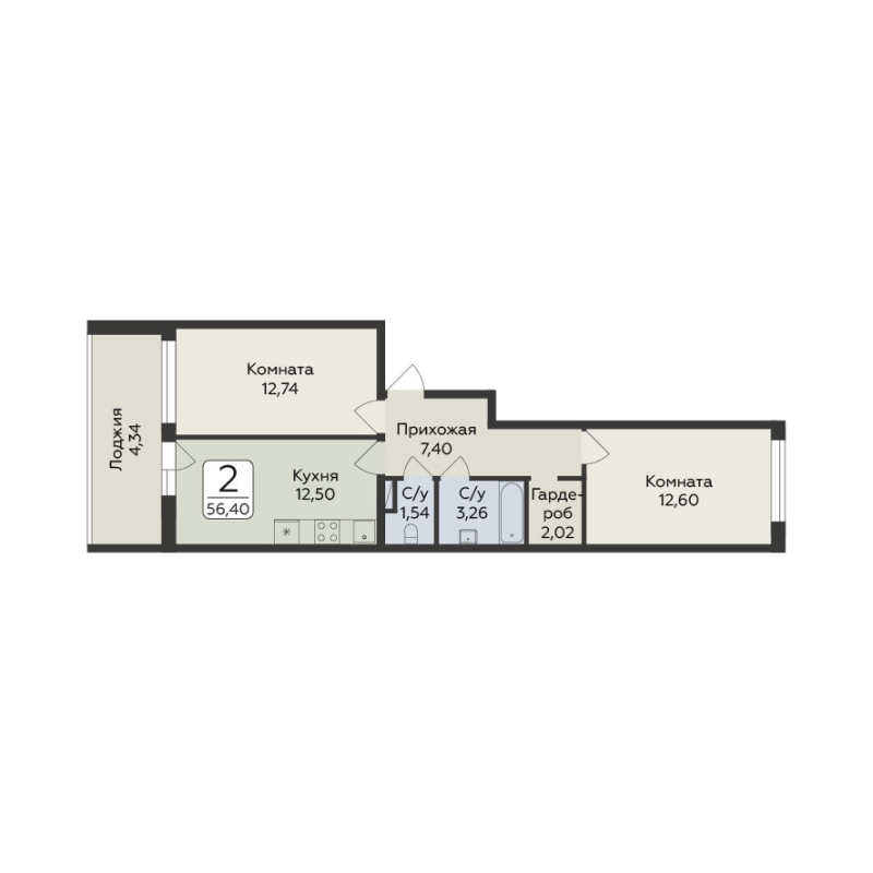 2 ккв 56,1 м²