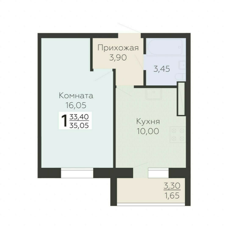 1 ккв 35,1 м²