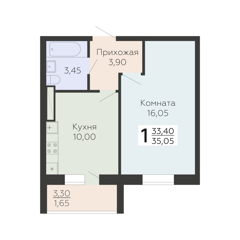 1 ккв 35,1 м²