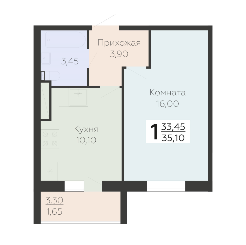 1 ккв 35,1 м²
