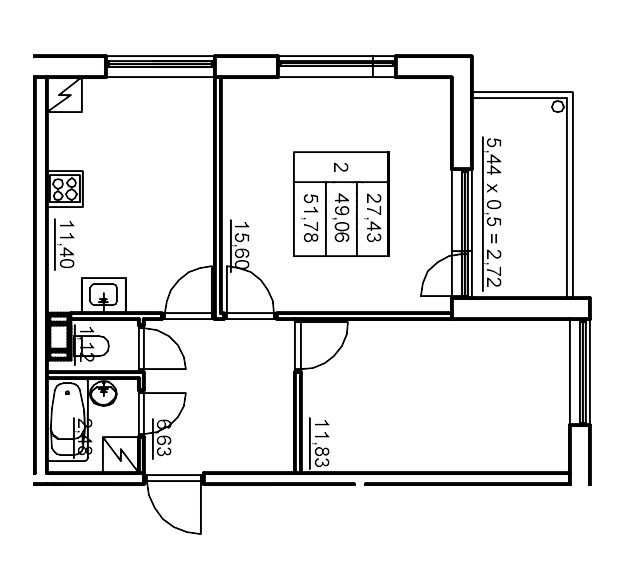 2 ккв 51,2 м²