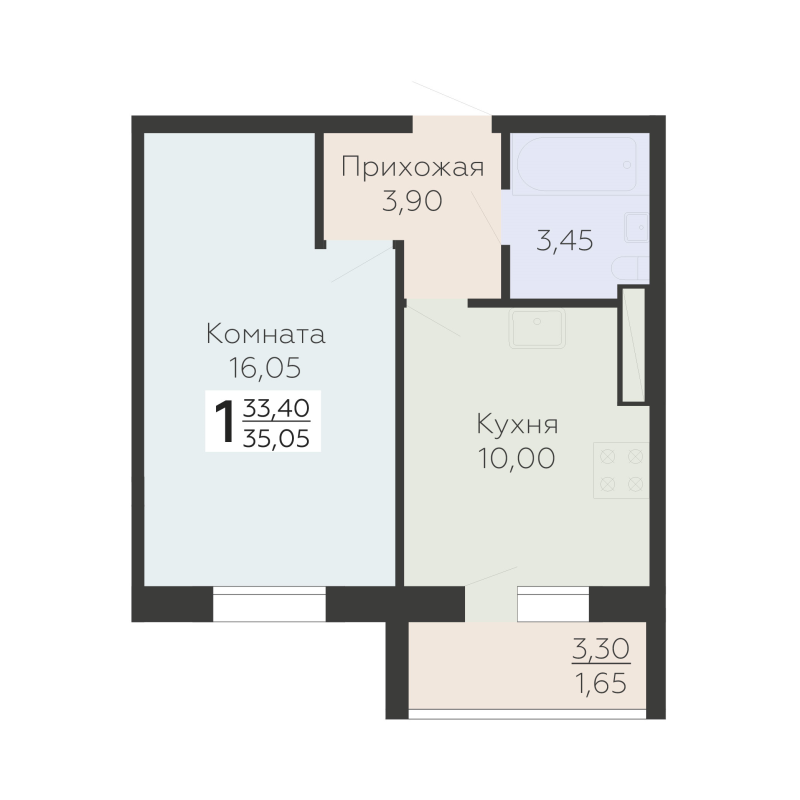 1 ккв 35,1 м²