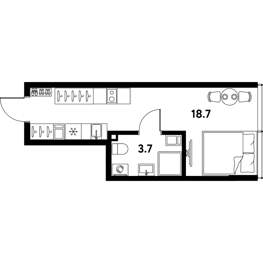 Студия 22,4 м²