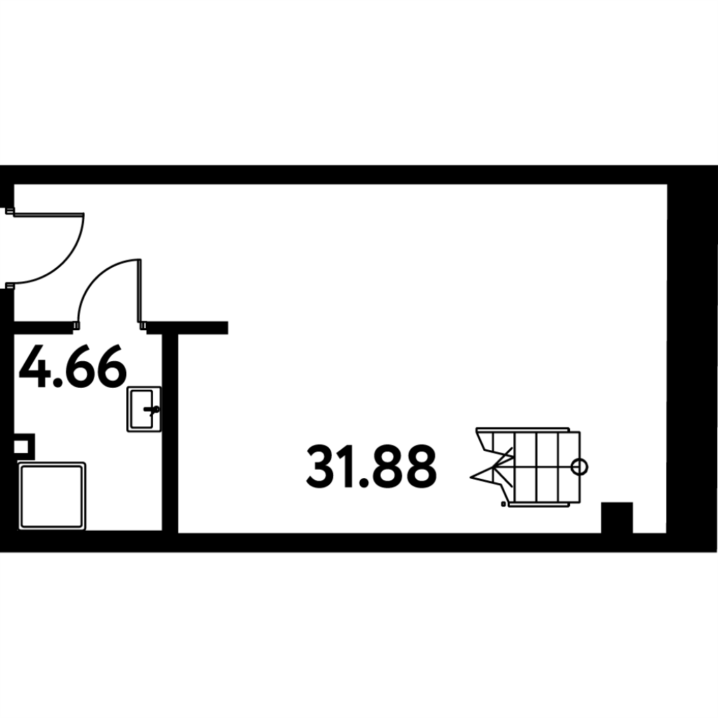 Студия 48,8 м²