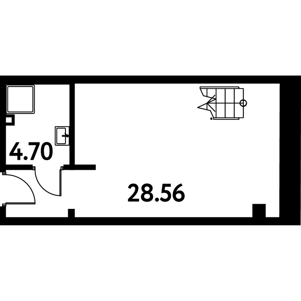 Студия 44,4 м²