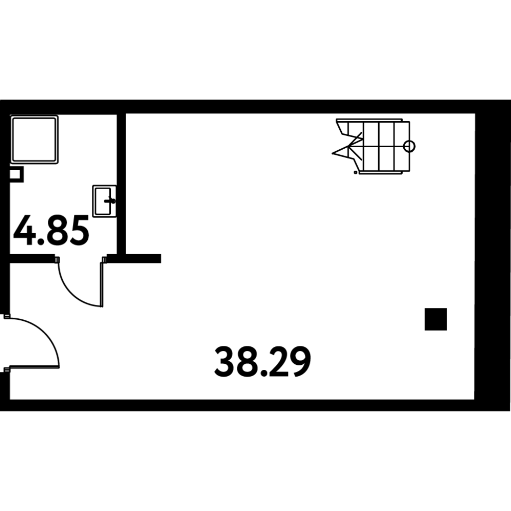 Студия 57,3 м²