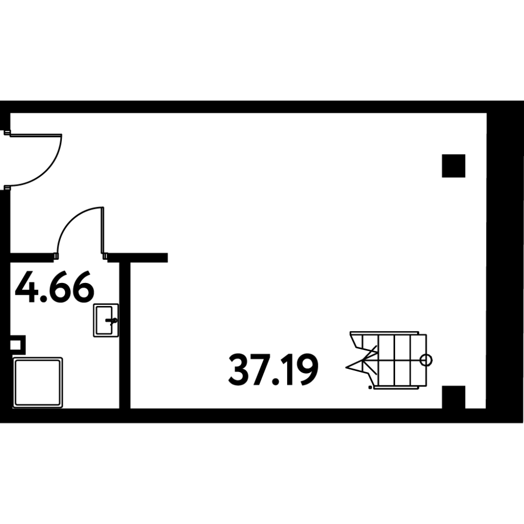 Студия 56 м²