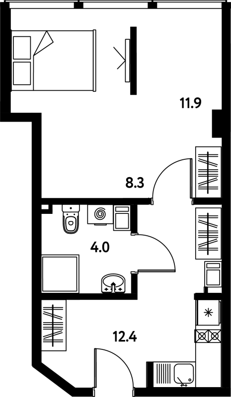 1 ккв 36,8 м²