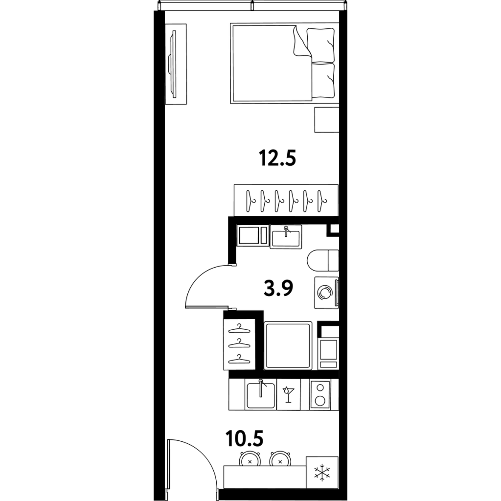 Студия 26,9 м²