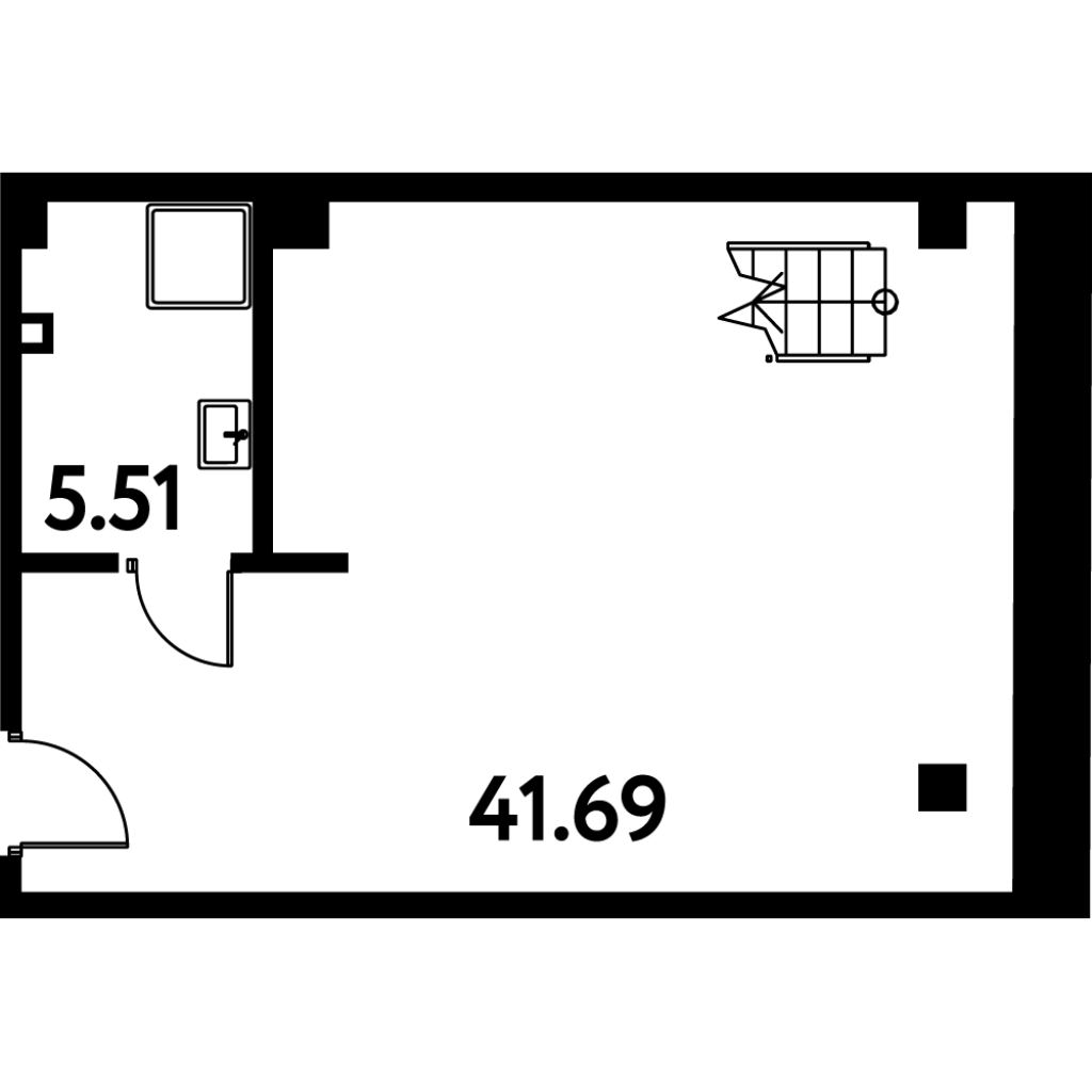 Студия 63 м²