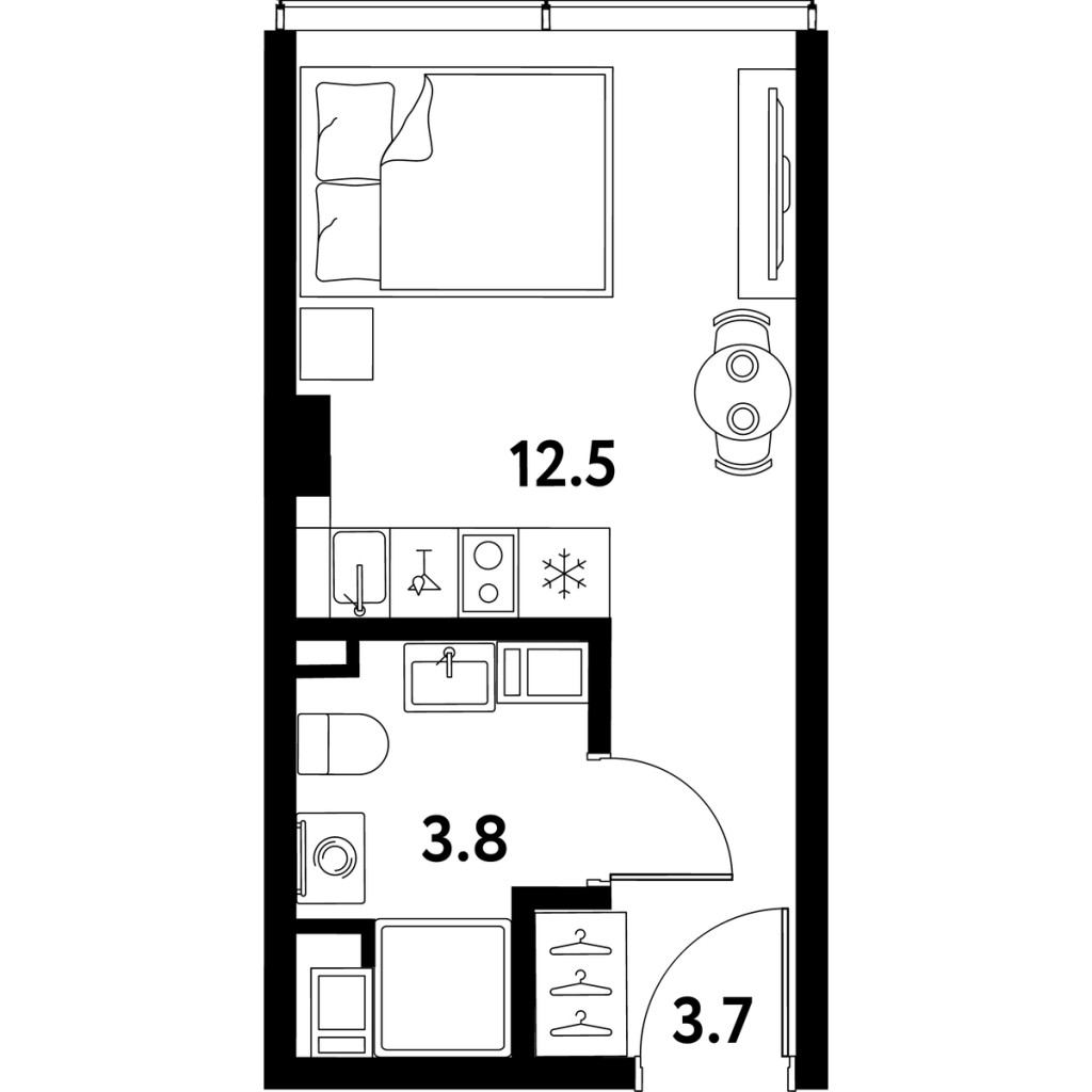 Студия 20 м²