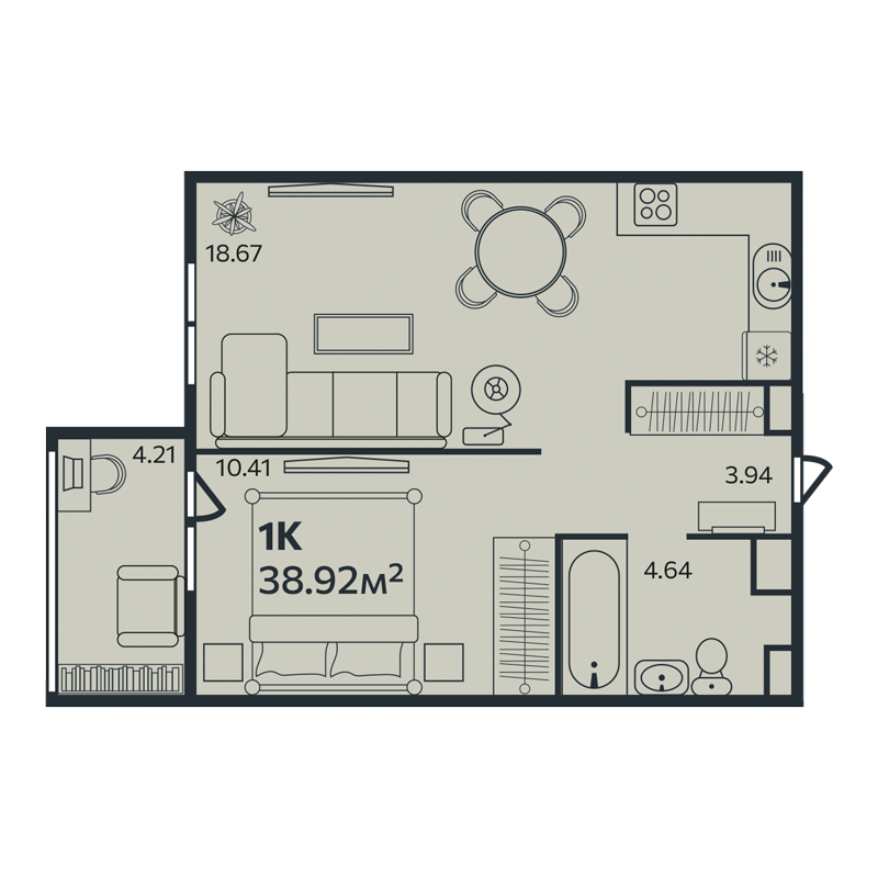 2 ккв (Евро) 39,1 м²