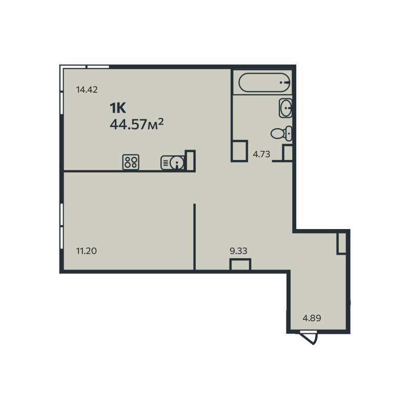 1 ккв 44,6 м²