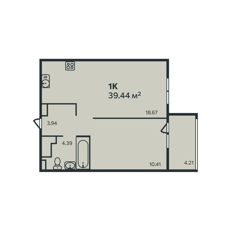 2 ккв (Евро) 39,4 м²