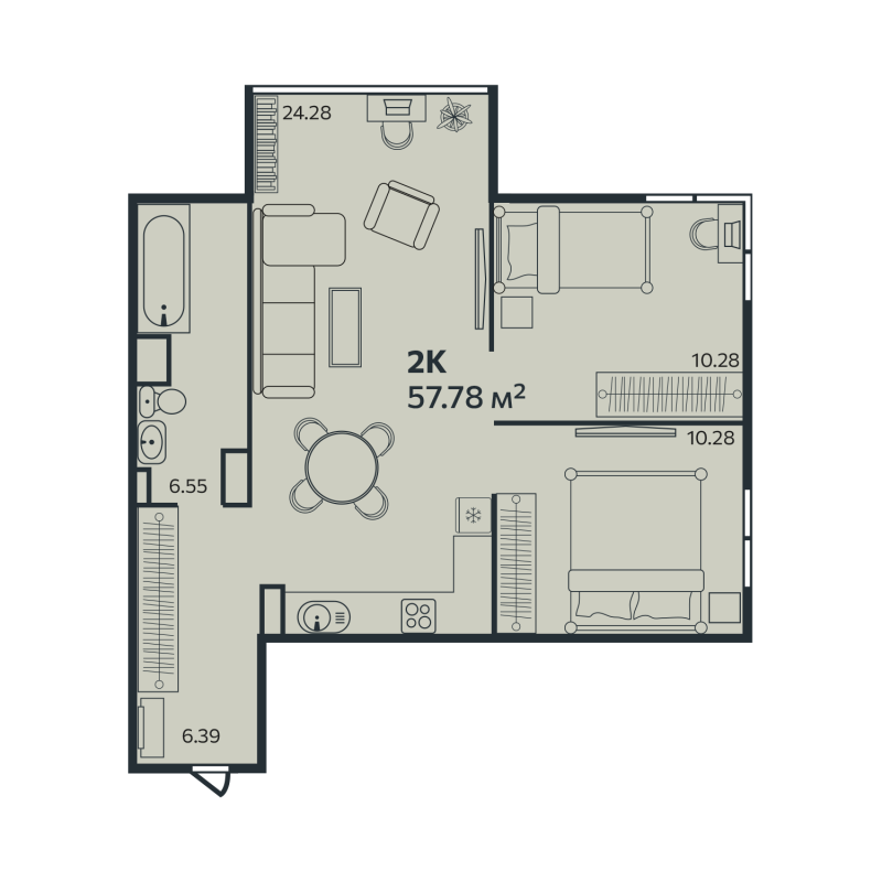 3 ккв (Евро) 57,8 м²
