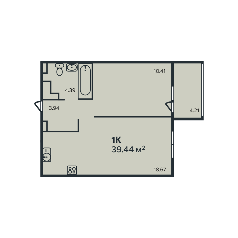 2 ккв (Евро) 39,4 м²