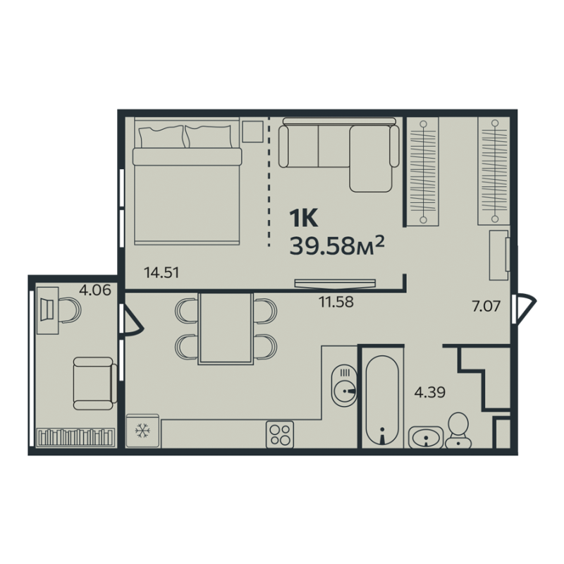 1 ккв 39,6 м²