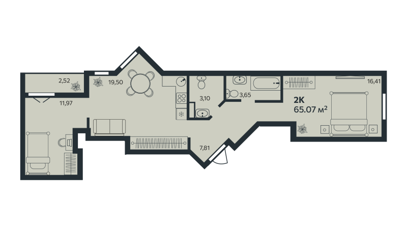 3 ккв (Евро) 65,1 м²