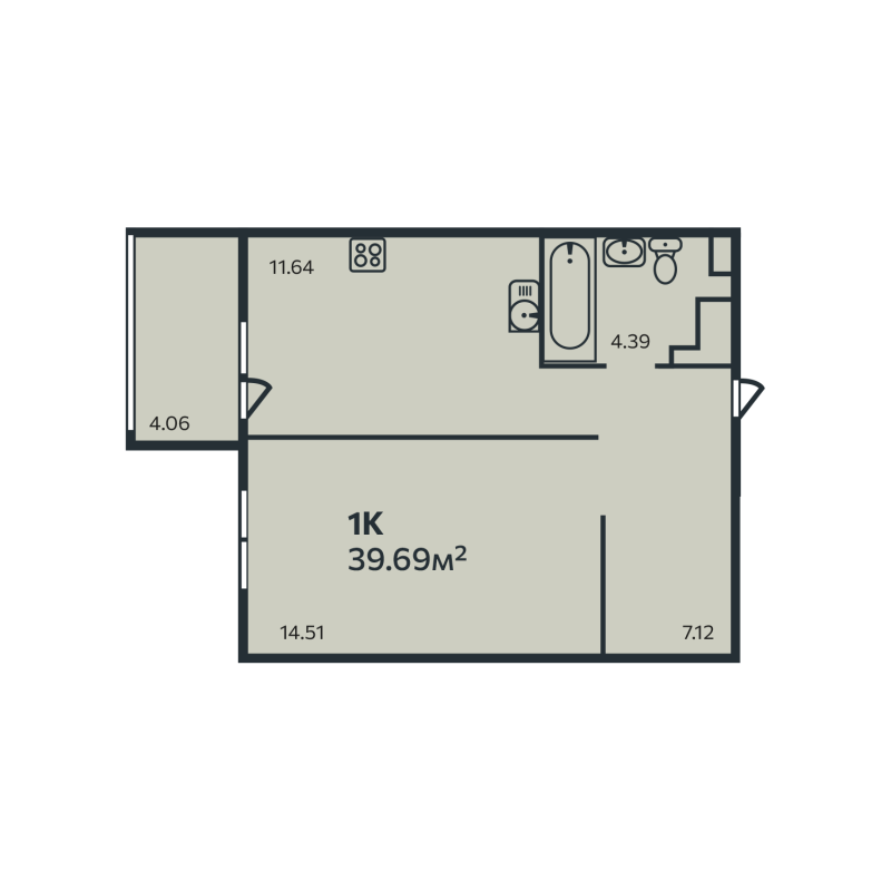 1 ккв 39,7 м²