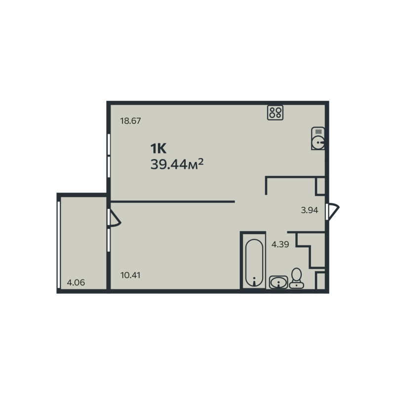 2 ккв (Евро) 39,4 м²