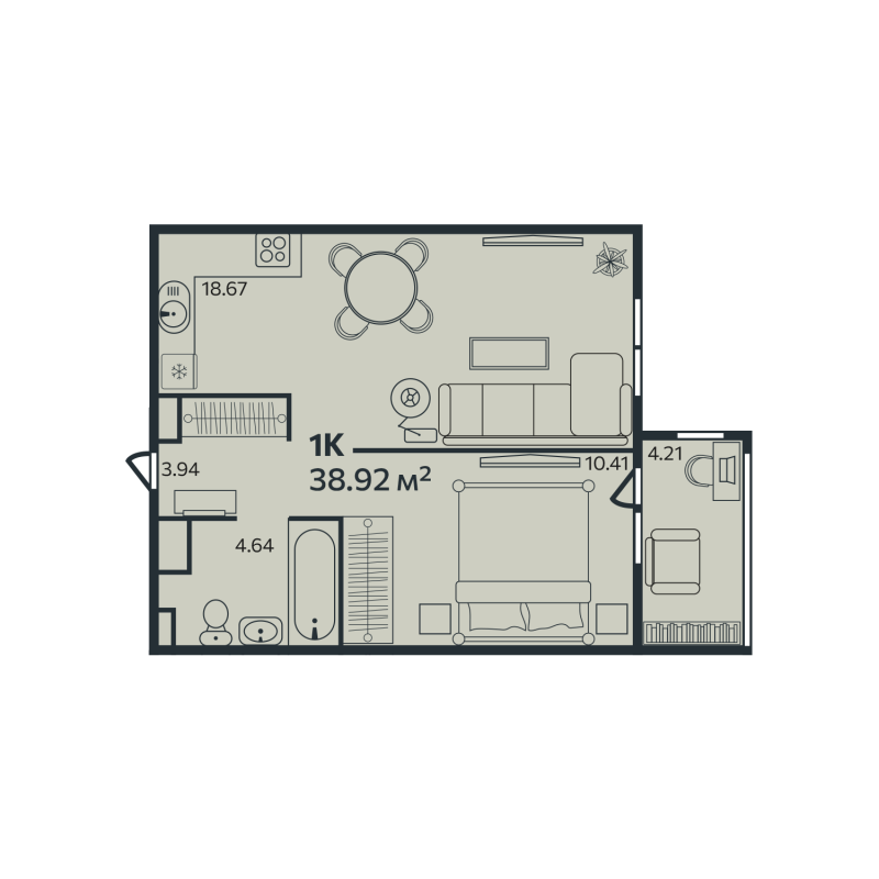 2 ккв (Евро) 38,9 м²