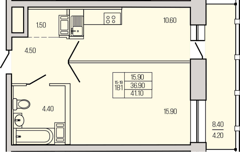 1 ккв 41,5 м²