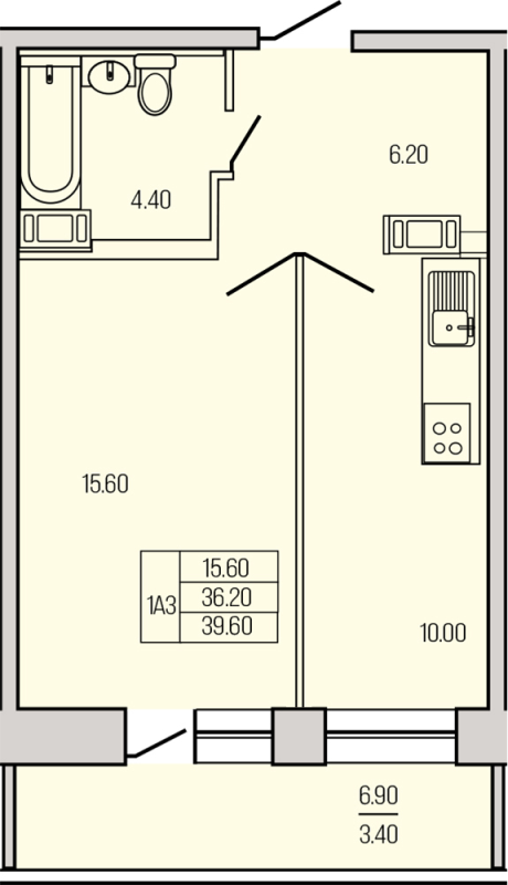 1 ккв 39,1 м²
