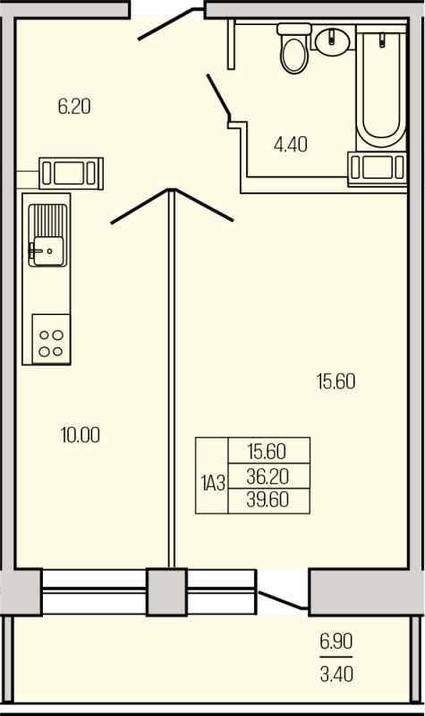 1 ккв 39,1 м²