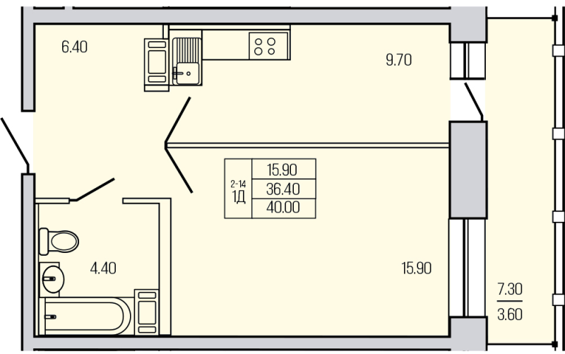 1 ккв 40,2 м²