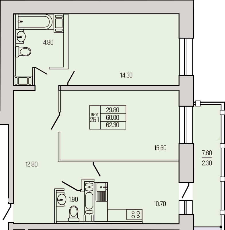 2 ккв 64,1 м²