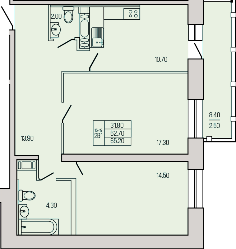 2 ккв 67,1 м²