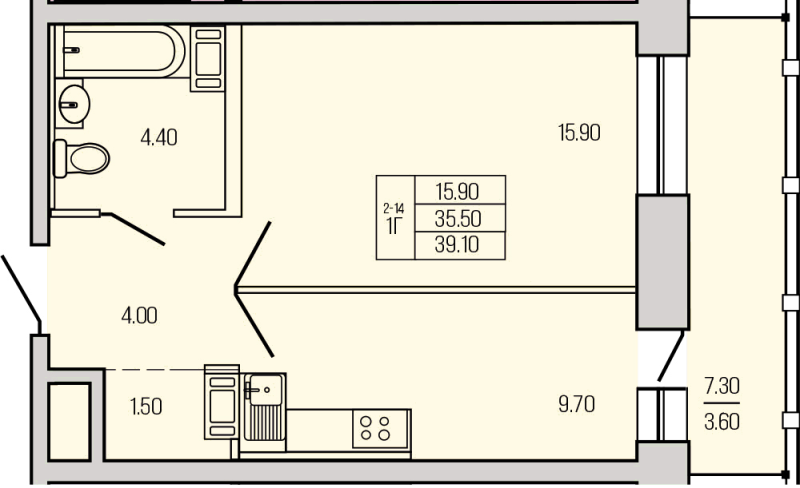 1 ккв 39,3 м²