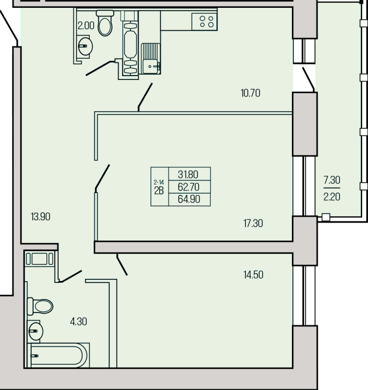 2 ккв 67,1 м²