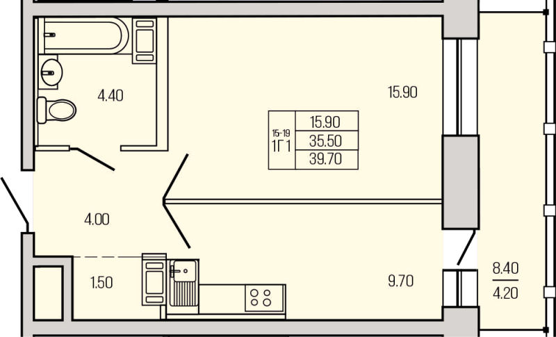 1 ккв 39,3 м²