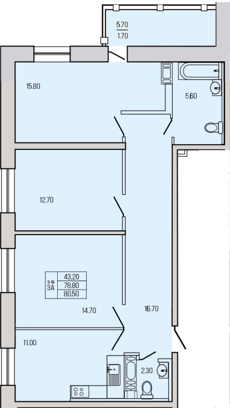 3 ккв 81,3 м²