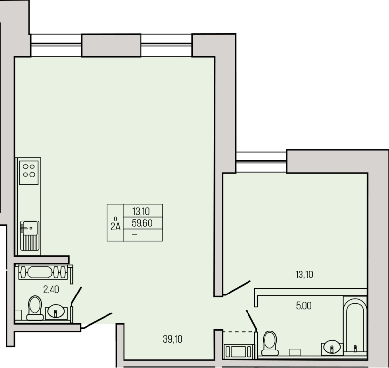 2 ккв (Евро) 58,6 м²