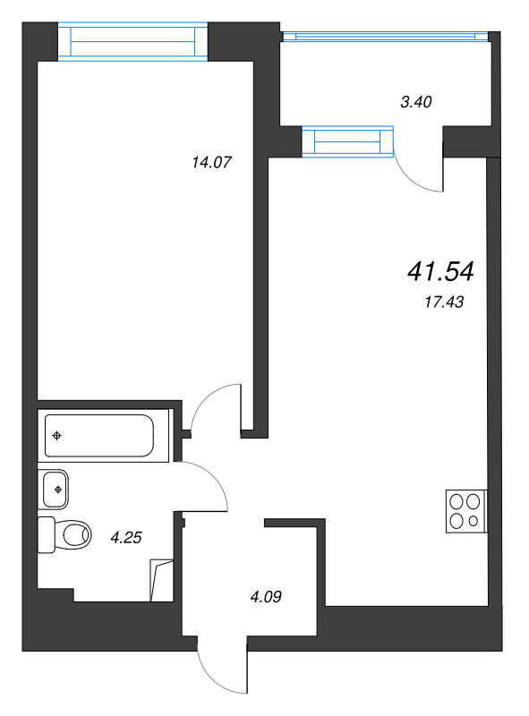 2 ккв (Евро) 41,5 м²