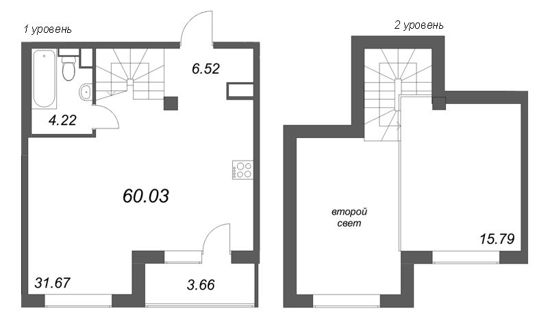 2 ккв (Евро) 60 м²