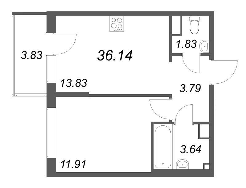 1 ккв 36,1 м²