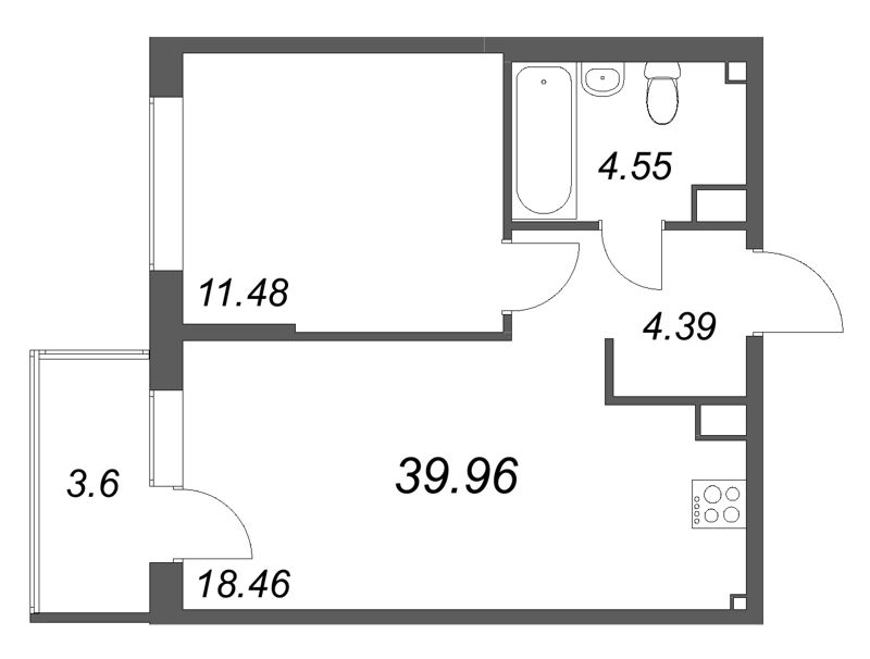 2 ккв (Евро) 40 м²