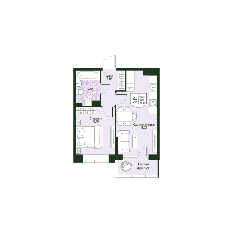 2 ккв (Евро) 37,2 м²