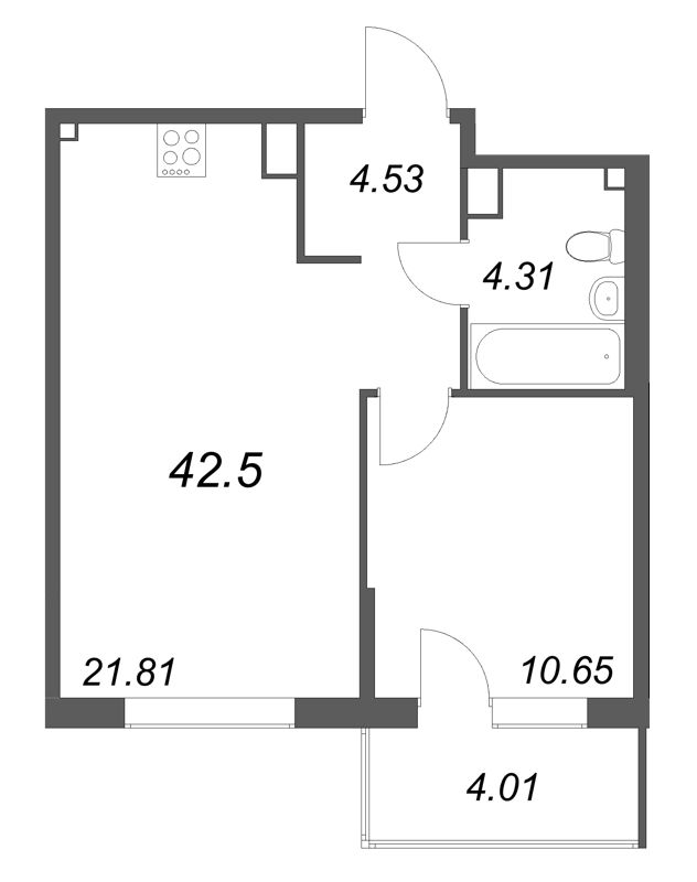2 ккв (Евро) 42,5 м²