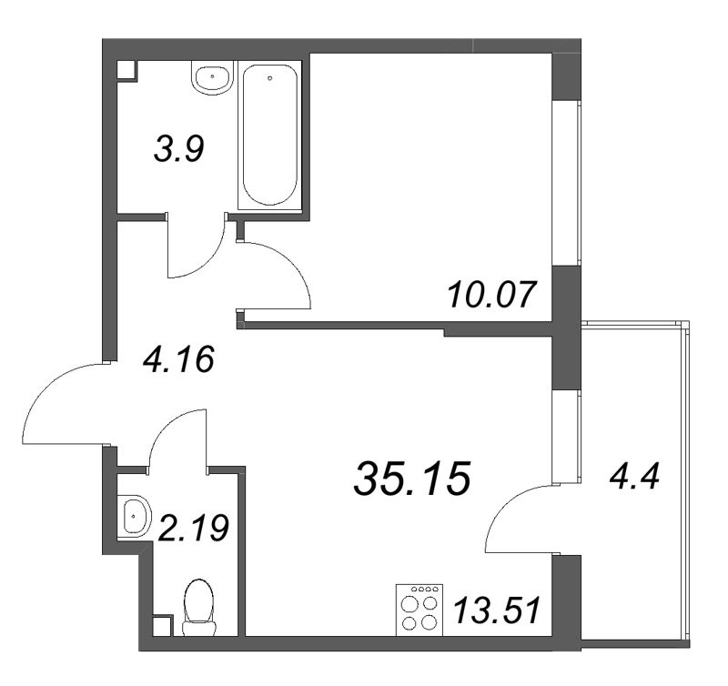 1 ккв 35,2 м²