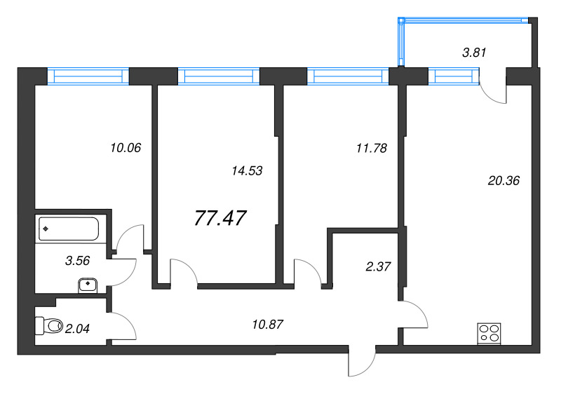 4 ккв (Евро) 77,5 м²