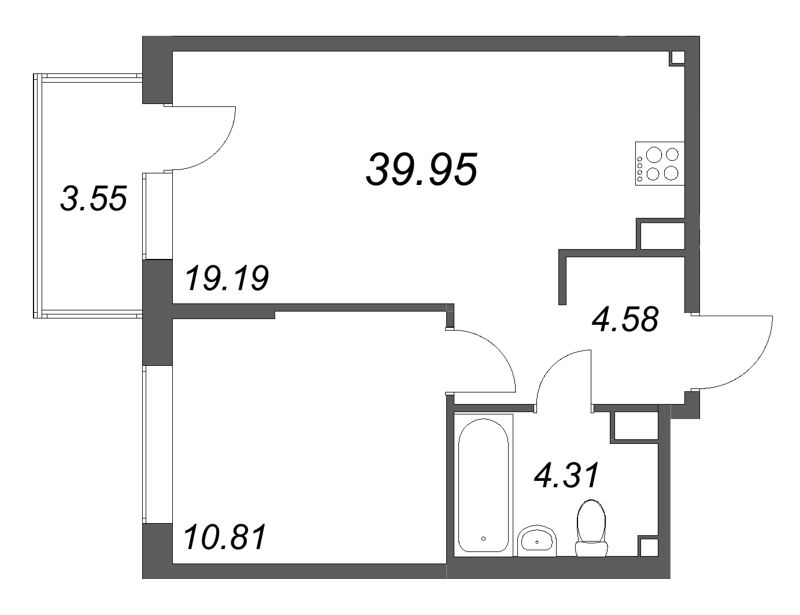 2 ккв (Евро) 40 м²