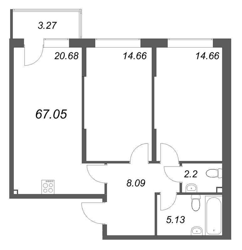 3 ккв (Евро) 67,1 м²