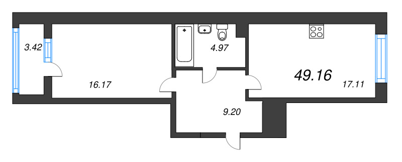 2 ккв (Евро) 49,2 м²