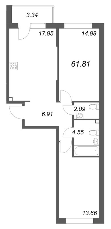 3 ккв (Евро) 61,8 м²