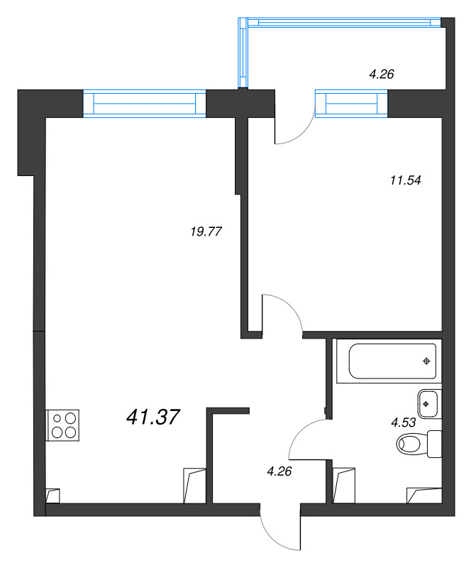 2 ккв (Евро) 41,4 м²