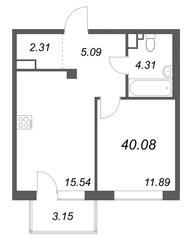2 ккв (Евро) 40,1 м²